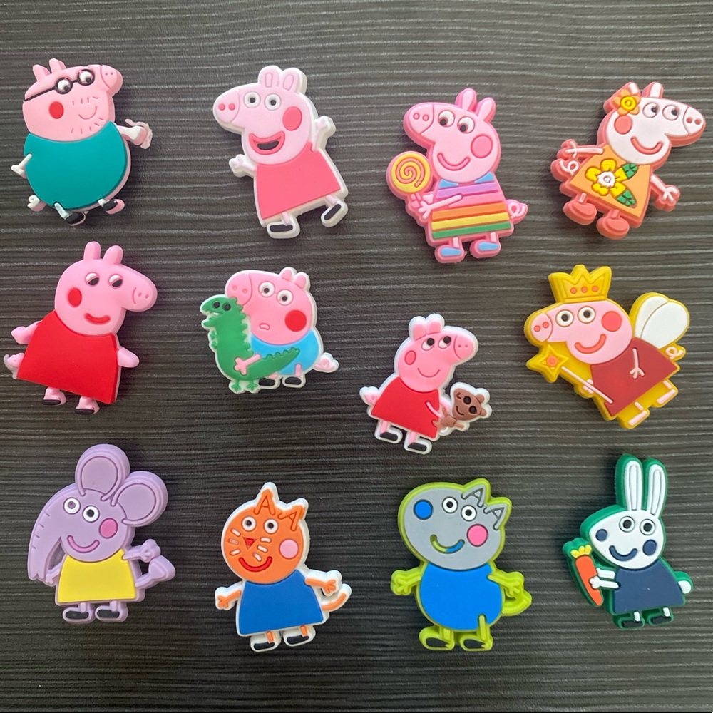 Brand New Cute Peppa Pig Family and Friends shoe charms up for grabs!